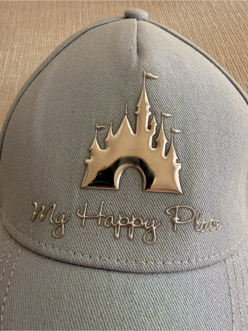 Disney Light Shimmery Blue Adult Hat “my happy place” with castle